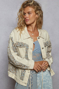 Oversized floral contrast jacket by POL-off white