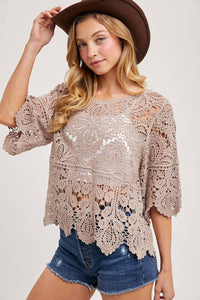 CROCHET LACE TOP: LATTE