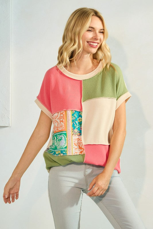 Color Block Patchwork Blouse * on sale
