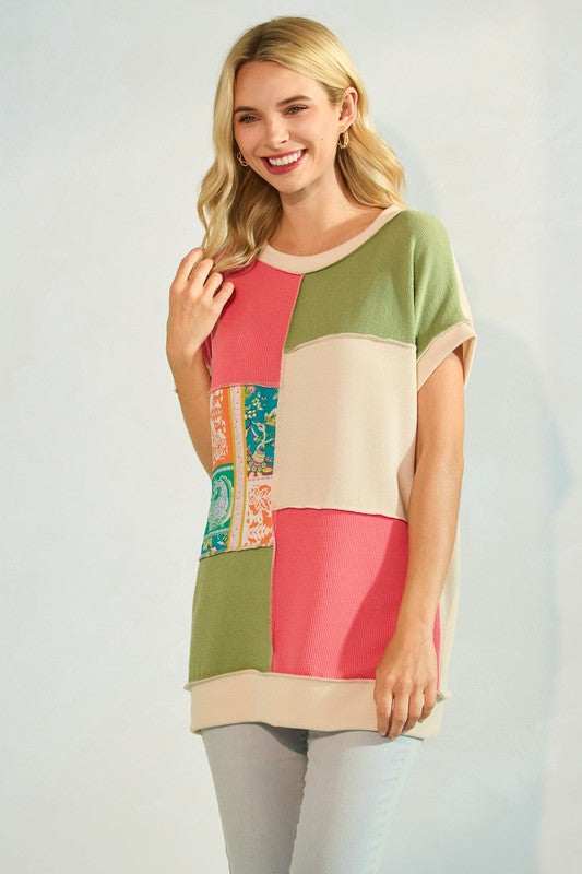 Color Block Patchwork Blouse * on sale