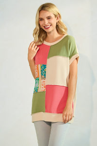 Color Block Patchwork Blouse * on sale