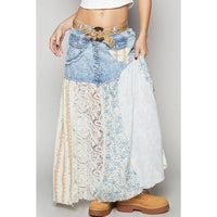 Woven floral print mixed skirt * on sale
