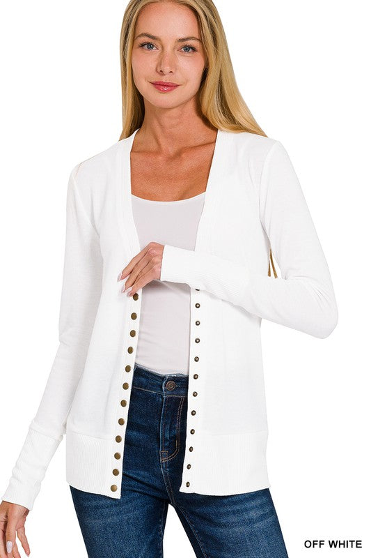 White Button Front Cardigan * on sale