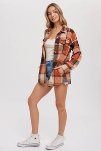 FLANNEL PLAID SHACKET / JACKET WITH POCKETS : AUTUMN PLAID