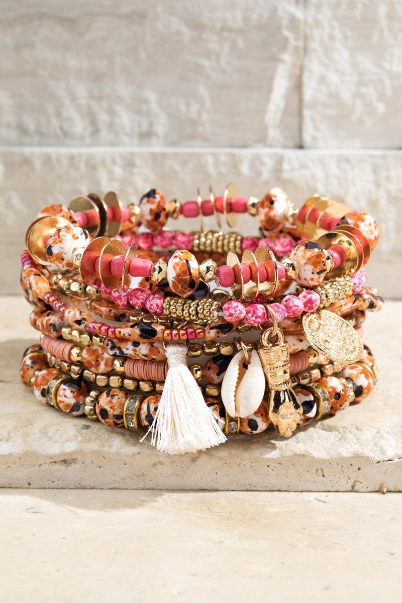 Down by the Seashore Seed bracelet with charm accents