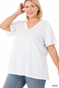 White V-Neck Blouse Sm - 3X *