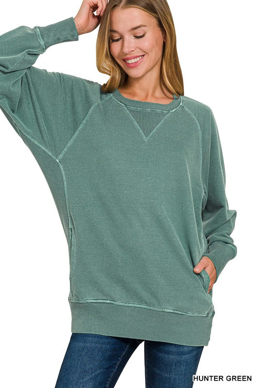 Lake Nights Long Sleeve Sweater in Hunter Green S-3XL