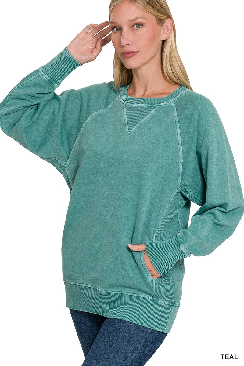 Lake Nights Long Sleeve Sweater in Teal S - 3XL
