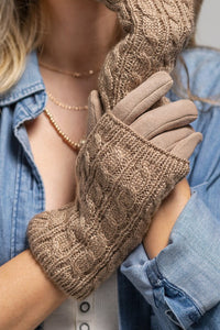 Taupe Crochet Gloves removeable hand warmer *