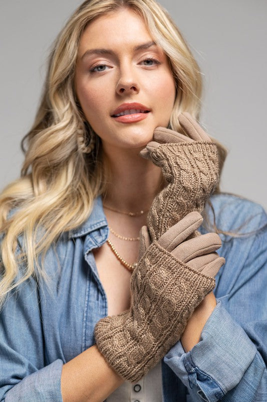 Taupe Crochet Gloves removeable hand warmer *