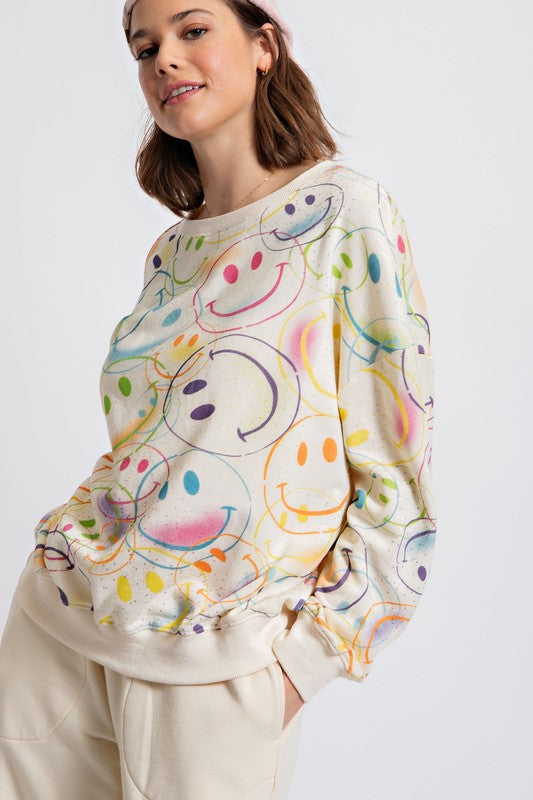 Smiley Long Sleeve Sweater * on sale