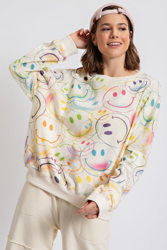 Smiley Long Sleeve Sweater * on sale