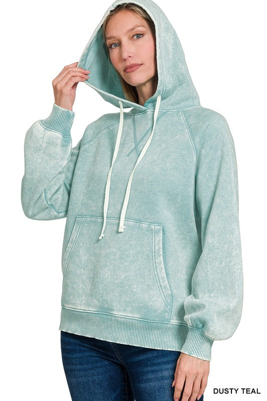 Dusty Teal Long Sleeve Sweater Hoodie *