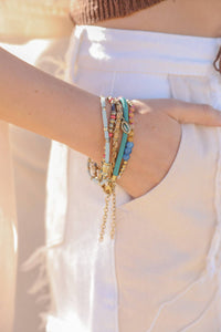 Boho Teal & Multi-Color Stacked Bracelet Set – Bold Style💫: Teal
