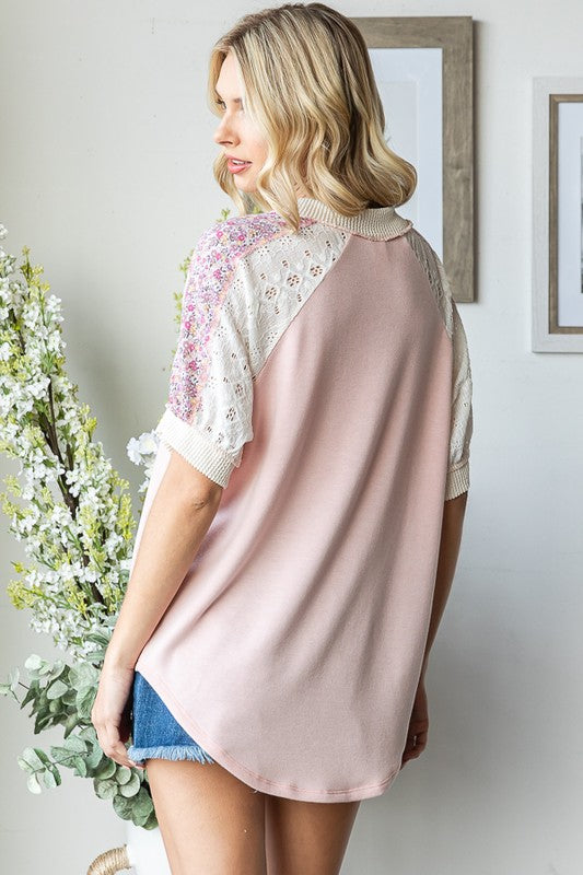 Floral and Lace Contrast Blouse * on sale
