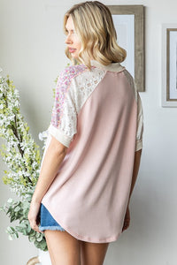 Floral and Lace Contrast Blouse * on sale