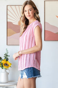 Textured Short Sleeve Blouse in pink * on sale