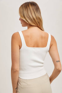 ESSENTIAL RIBBED TANK: IVORY * on sale