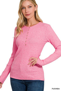 Sterling Long Sleeve v-neck in fuschia * on sale