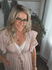 Summer Sunset Boho Linen Gauze Maxi Dress in Sm-3XL Blush Pink *