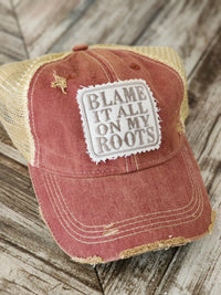 Blame it on my Roots Distressed Mesh Baseball Cap *