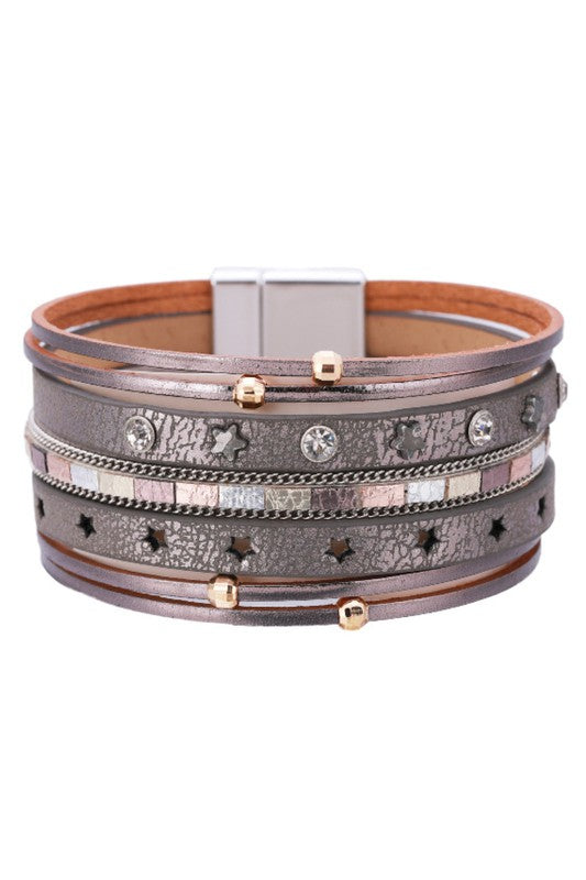 Stargazer Magenetic closure bracelet in silver