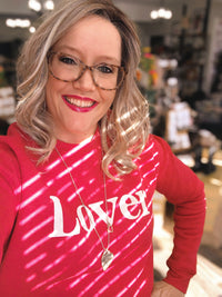 LOVER Graphic Sweatshirt: CRANBERRY HEATHER * on sale