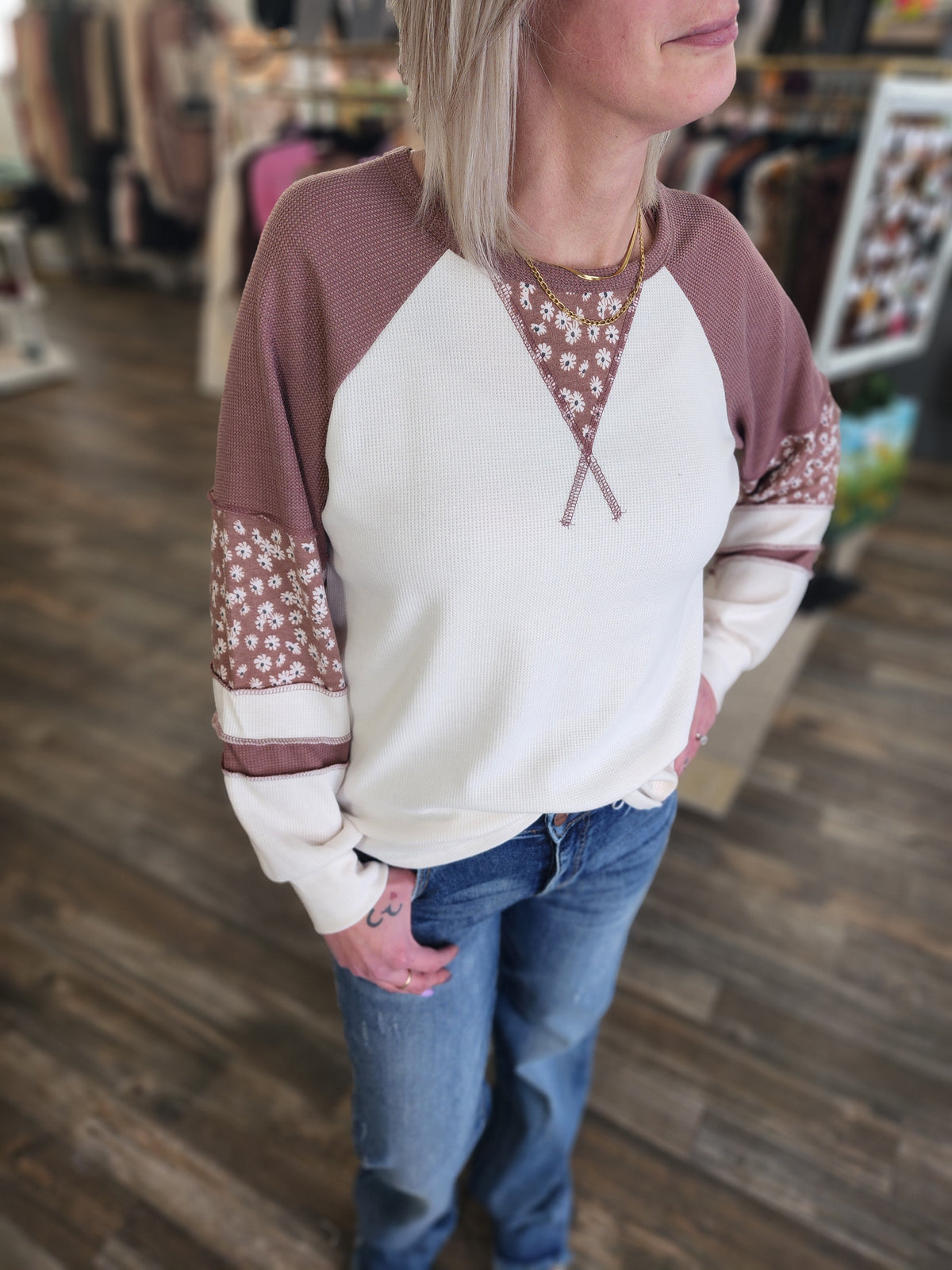 Marsala blocked long sleeve * on sale