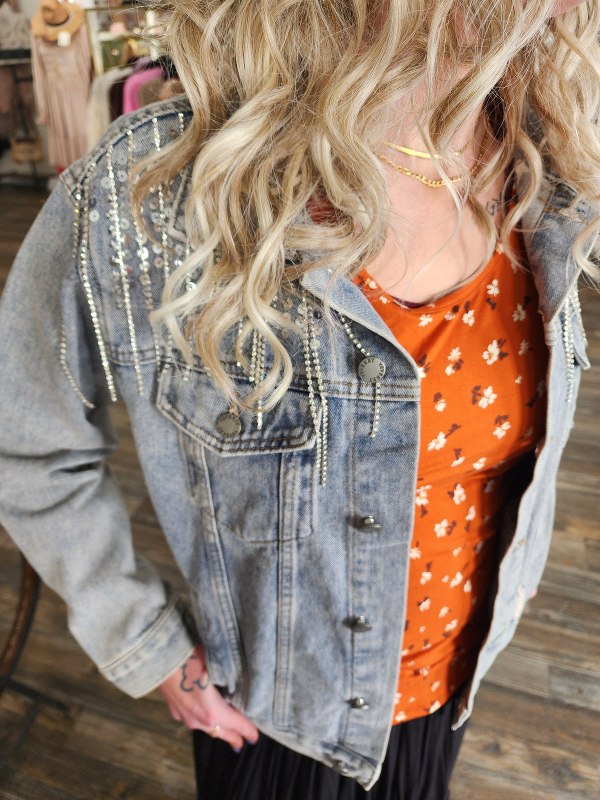 Terra Cotta Floral scoop neck tank top * on sale