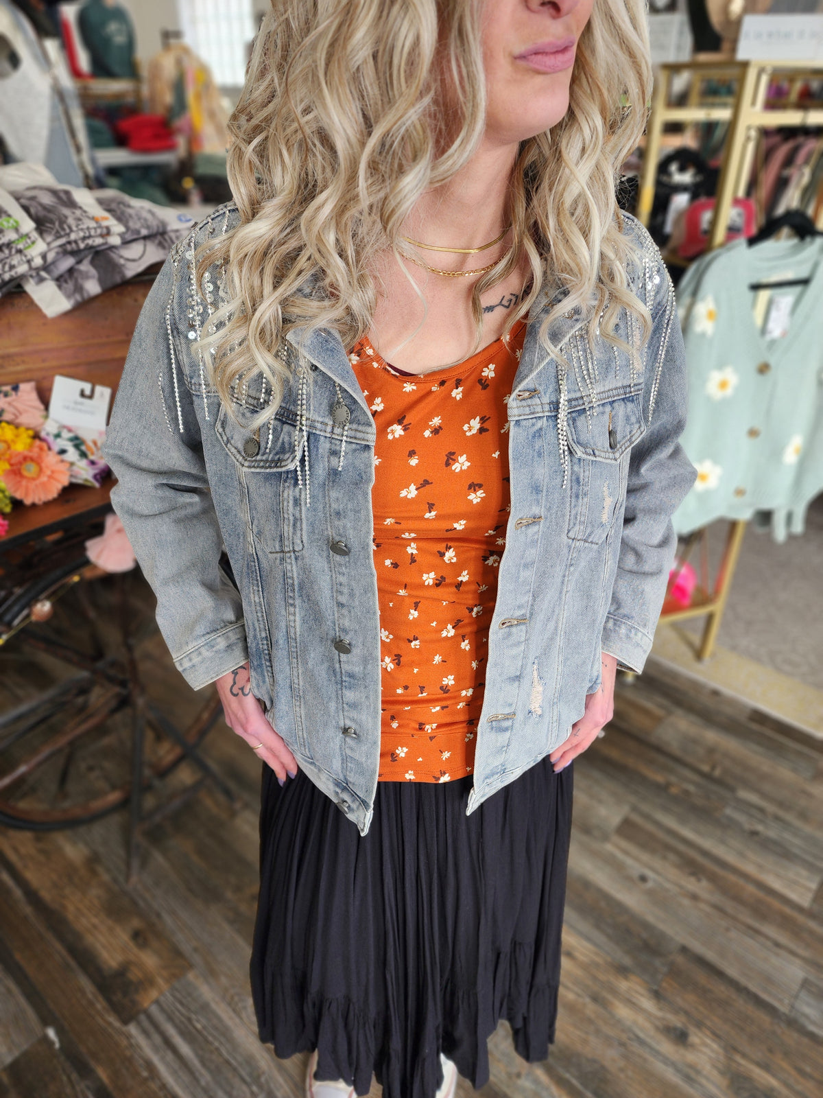 Terra Cotta Floral scoop neck tank top * on sale