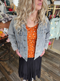 Terra Cotta Floral scoop neck tank top * on sale