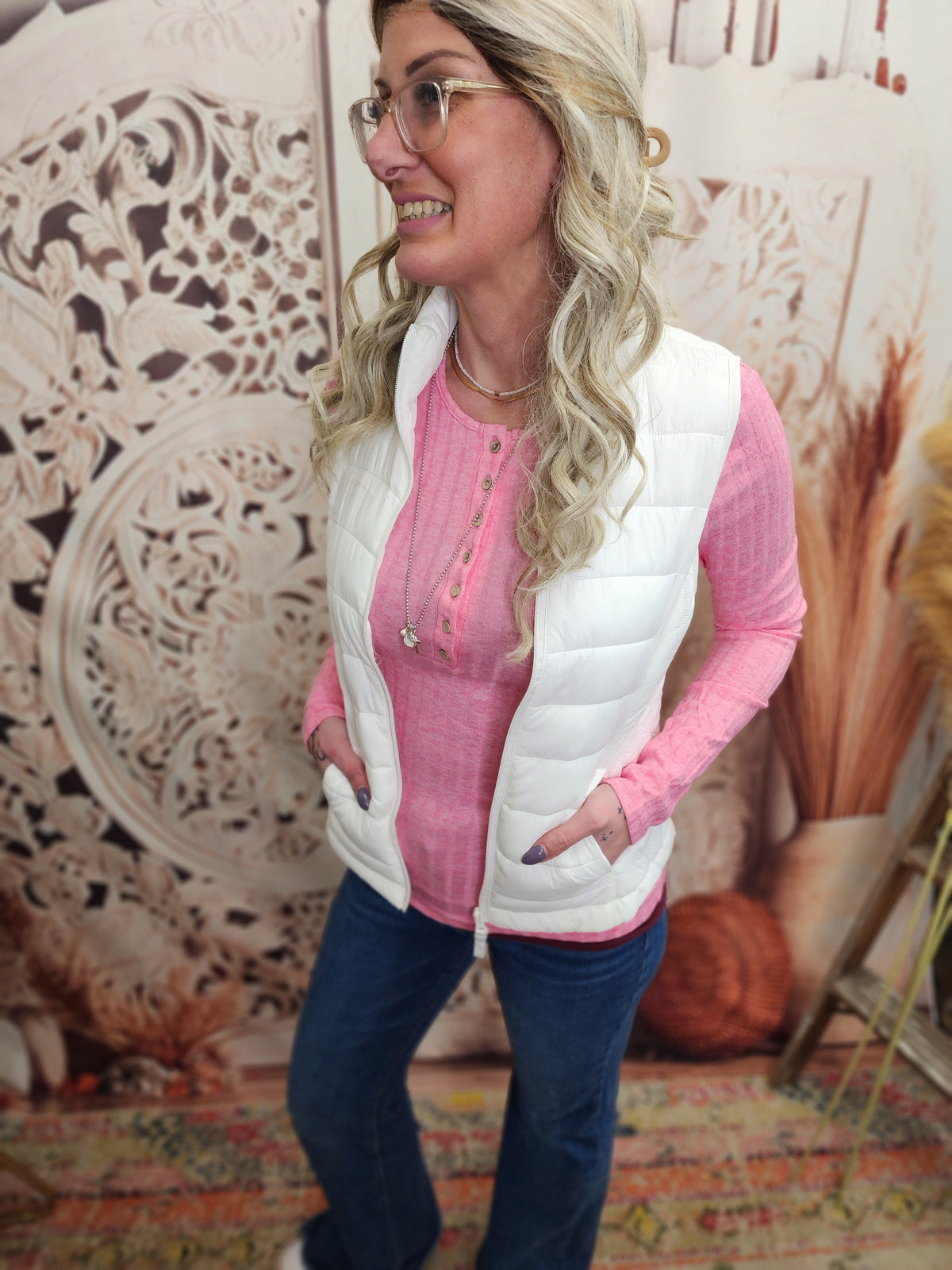 Sterling Long Sleeve v-neck in fuschia * on sale