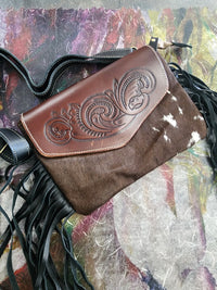 Cara Leather Cross-body Purse with leather tassels