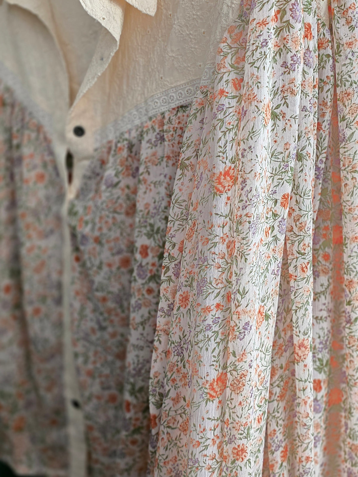 Sheer floral sleeve long sleeve top / light jacket by POL: Cream