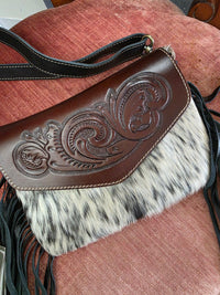 Cara Leather Cross-body Purse with leather tassels
