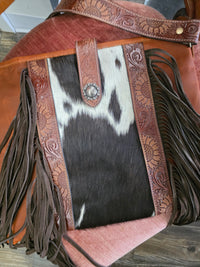 Estatic Leather Cross-body Purse with leather tassels