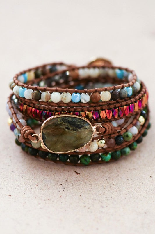 Green Pastures stone wrap bracelet