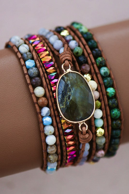 Green Pastures stone wrap bracelet