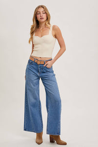 ESSENTIAL RIBBED TANK: IVORY * on sale