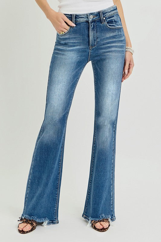 Mae High-Rise Stomach Control Bootcut Jeans by Risen