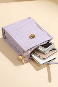 Parker Woven vegan leather crossbody purse with strap