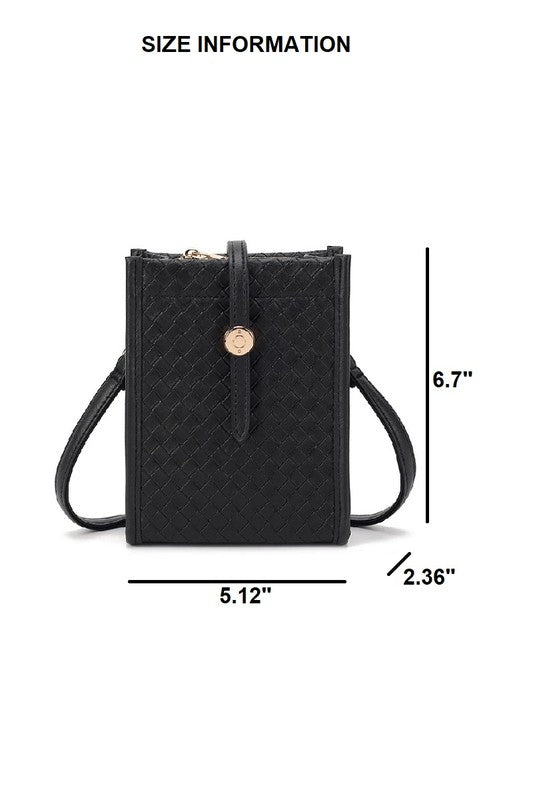 Parker Woven vegan leather crossbody purse with strap