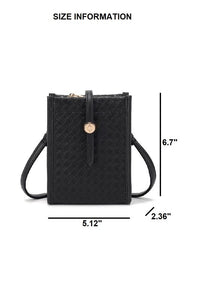 Parker Woven vegan leather crossbody purse with strap