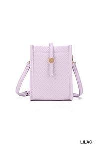 Parker Woven vegan leather crossbody purse with strap