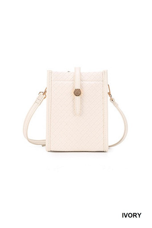 Parker Woven vegan leather crossbody purse with strap