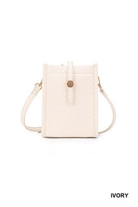 Parker Woven vegan leather crossbody purse with strap