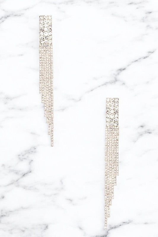 Dazzling Silver Rhinestone Strand Earrings *