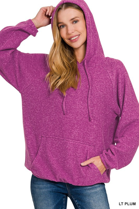 Light Plum Long Sleeve Brushed Hacci Soft Sweater Hoodie * on sale