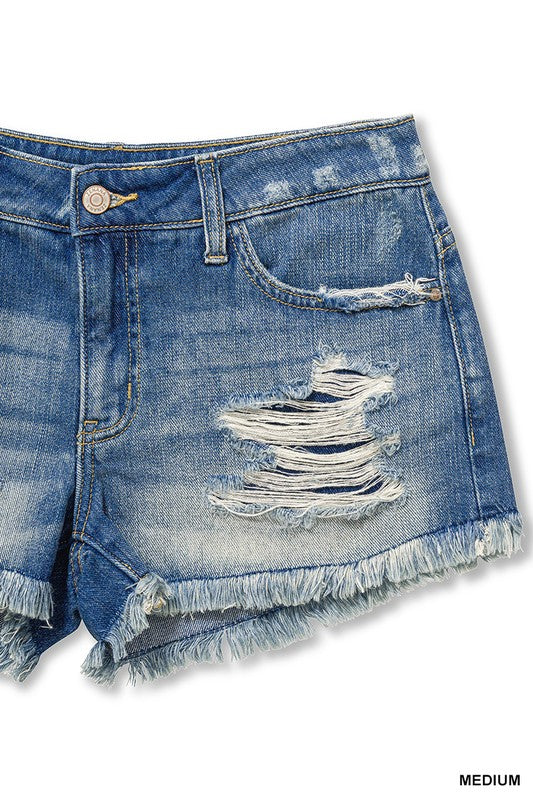 River Washed Frayed Jean Shorts * on sale