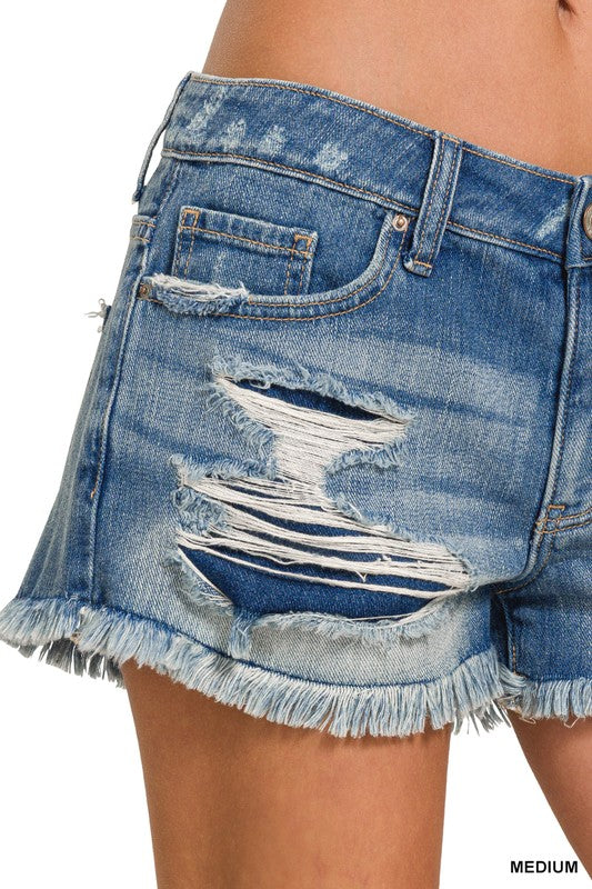 River Washed Frayed Jean Shorts * on sale